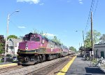 MBTA Train # 327 arriving into W. Medford Station with F40PH-3C # 1064 leading a mixed single level and double decker set 